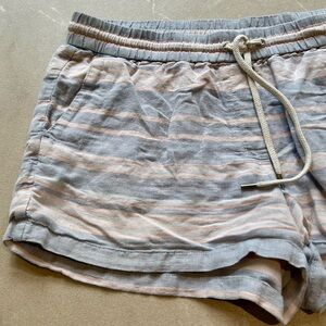 J. Crew Blue, White and Pink Stripes Linen Blend Shorts with Elastic Waistband